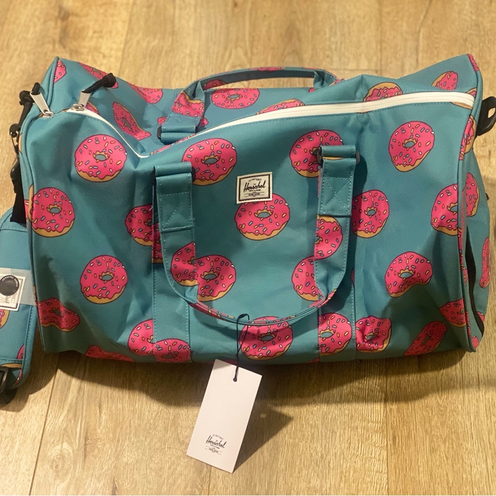 NEW Herschel Supply Co x The Simpsons Novel Homer Bart Simpson Donut Duffel Bag